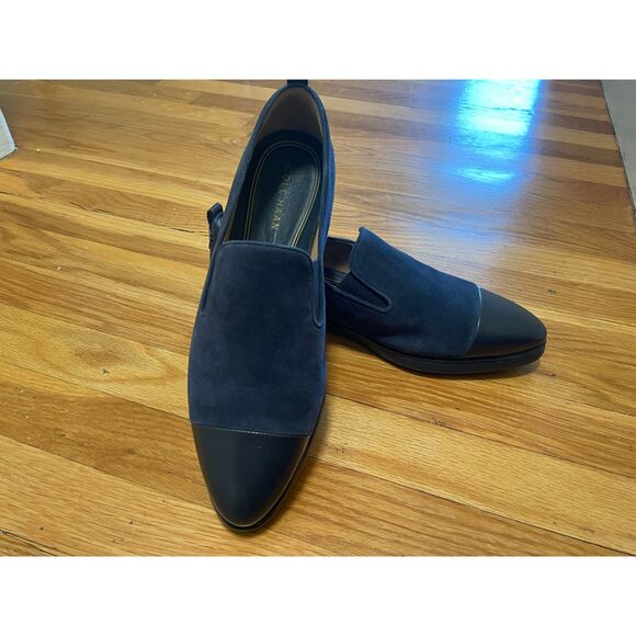 Cole Haan Navy Suede and Leather Cap‎ Toe Comfort Flats Size 10 New Without Box - Picture 1 of 7